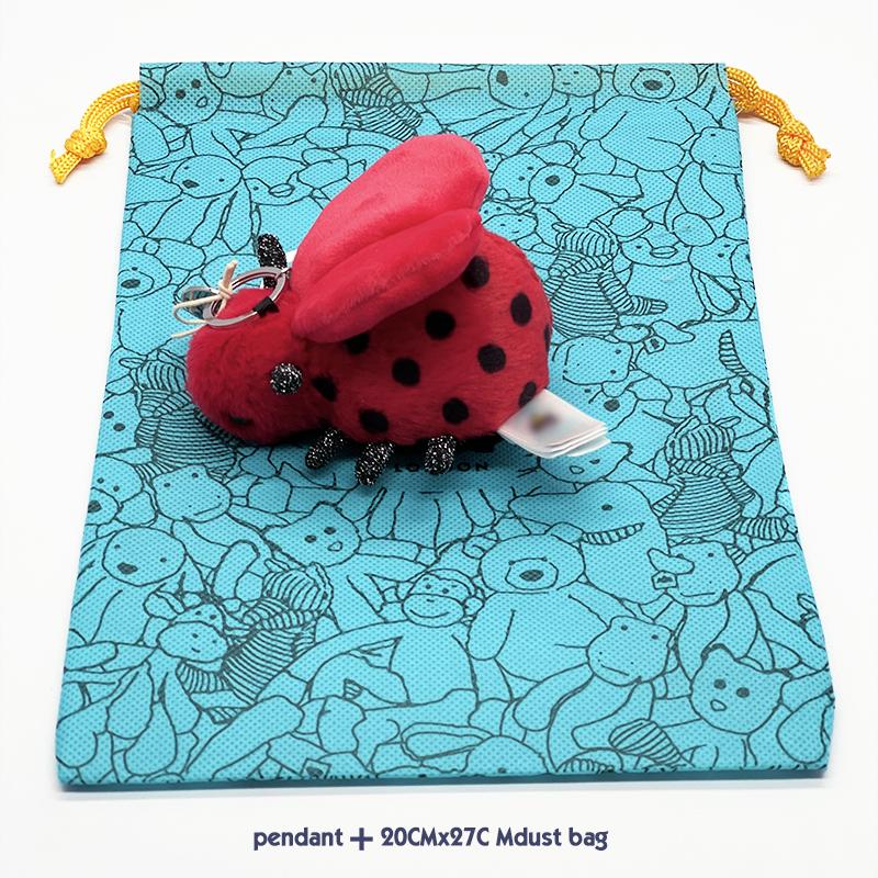 JC Red Ladybug Bag Charm Insect Keychain Pendant Includes a 20 cm x 27 cm Green Dust Bag With Tags Gift Tag Charm