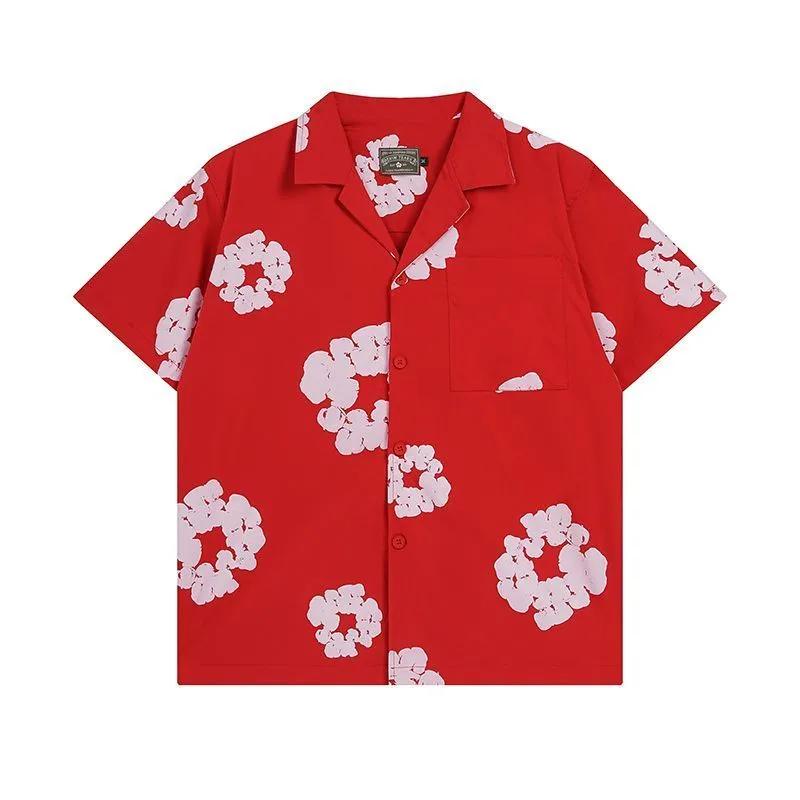 Hawaiian Lily Tropical Floral Print Men's Button-Down Short Sleeve Shirt
