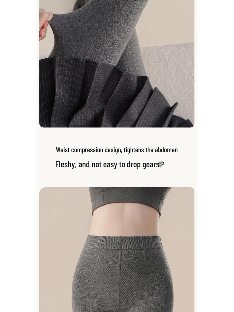 Dámské retro punčochové kalhoty s copánkovým vzorem a sametovým povrchem - Vysoký pas, zeštíhlující, japonský styl, univerzální sladké podzimní a zimní ponožky