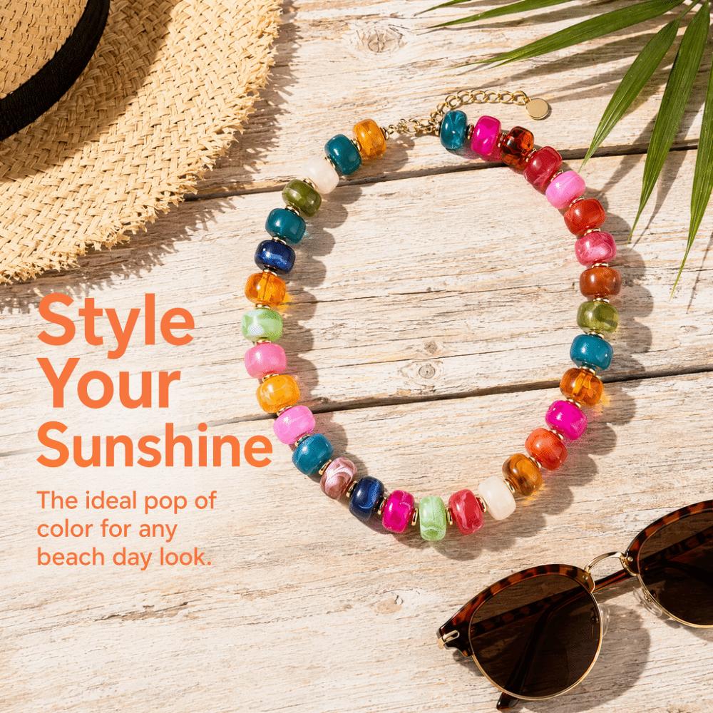Candy Color Women Choker Large Clavicle Chain Aesthetic Beaded Necklace Jewelry Gift