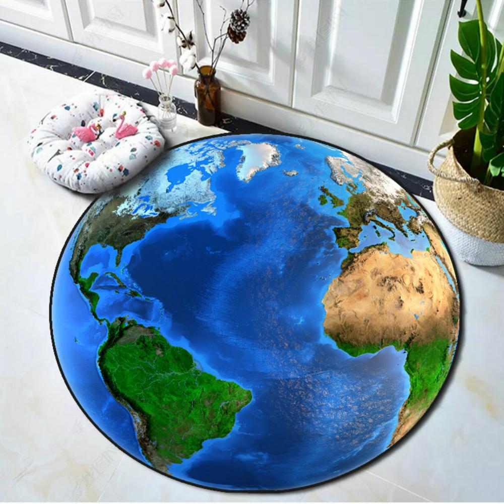 Realistische Wereldkaart Globe ronde vloerkleed werkt als speelvloermat voor kinderen voor studeerkamer slaapkamer en multi-scène binnenhuisdecoratie 40X40CM