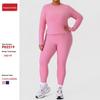 Plus Size Yoga & Running Set: Long Sleeve Top & Tight Pants for Women
