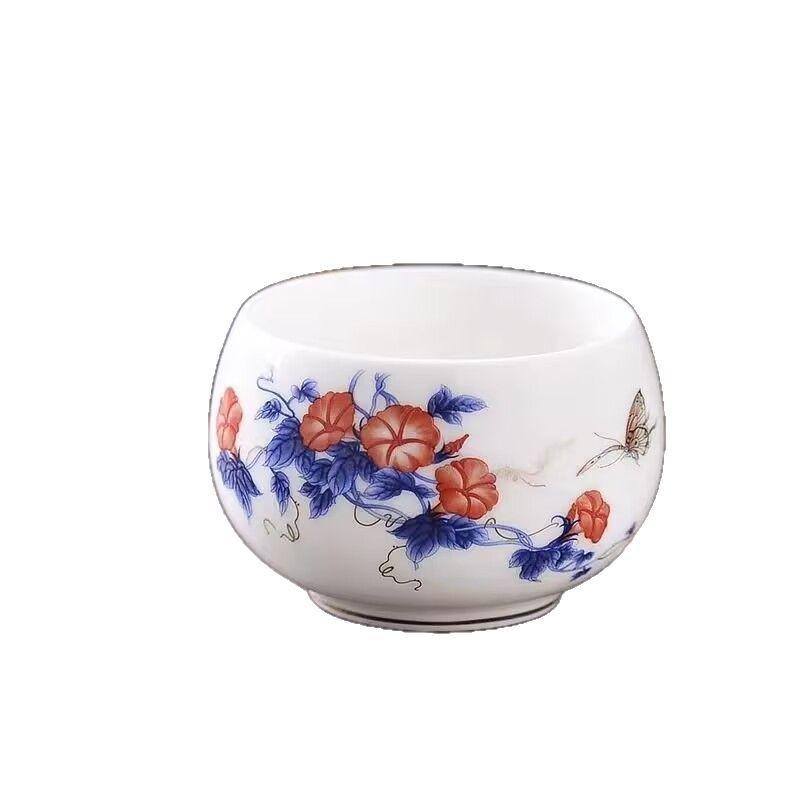Suet Jade White Porcelain Teacup High-End Personal Special Large Master Cup Single Cup Tea Bowl Tea Cup High-End Ceramic Pair Cup
