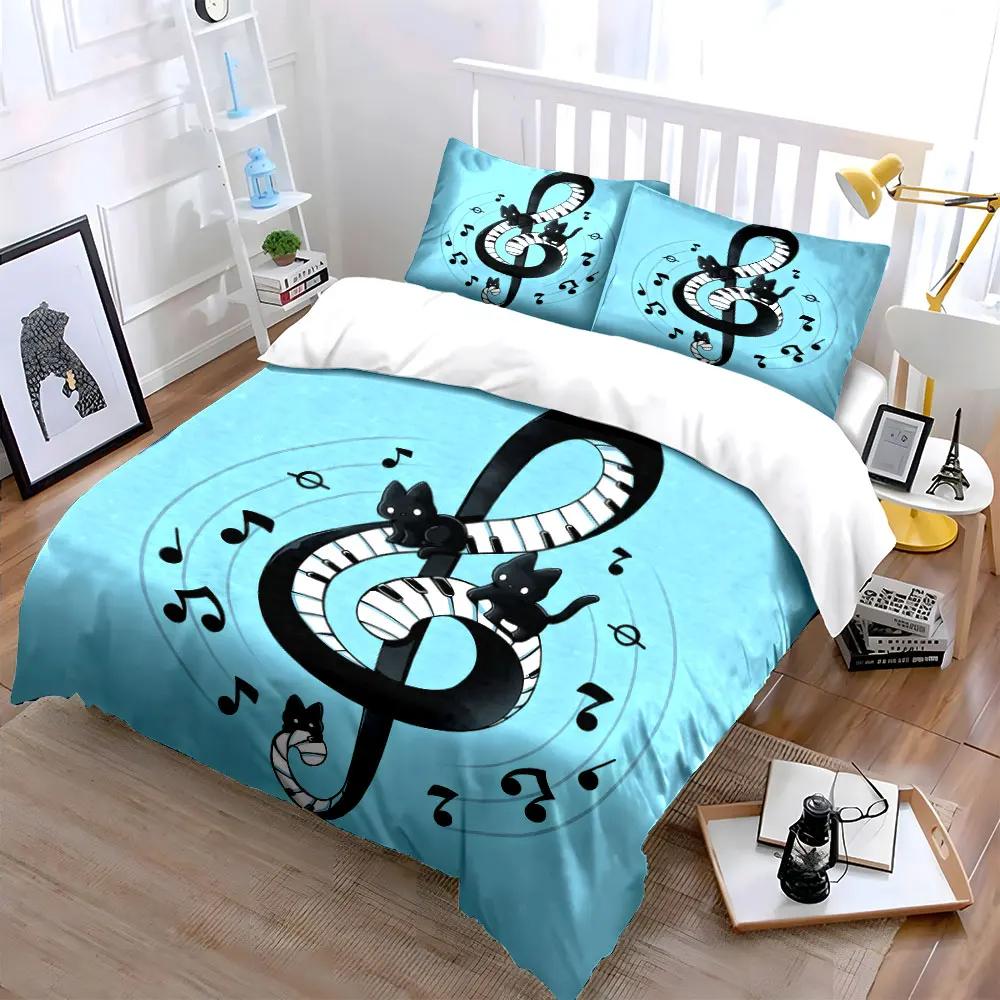 "Music Cats Art Decor Set" Soft Comfortable Duvet Cover Bedding Set Included 1*Duvet Cover & 2*Pillowcases, gift