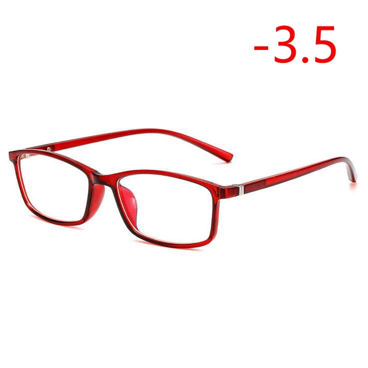 TR90 Square Myopia Glasses -1 0 To -6 0 Prescription Eyewear Unisex Blue Red Transparent Black Frame Lightweight Durable
