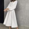Spot French Temperament Sexy Backless Dress European and American Spring Women's Clothing Party Bubble Sleeve Long Dress