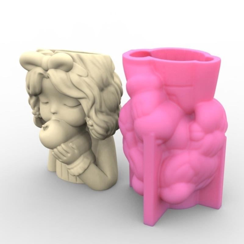 Formă din silicon pentru ghiveci, matriță pentru ghiveci din ciment, pentru ghiveci, matriță din rășină epoxidica, suport pentru perie de machiaj, matriță organizatoare