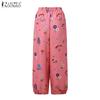 ZANZEA Dámské ležérní volné kalhoty s elastickým pasem a potiskem