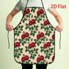 1pc 2D Printed Apron, Red Rose Floral Pattern Adjustable Bow Tie, Unisex Cooking Baking Gift, Kitchen Decor, Suitable for Gardening, BBQ, Baking, Part