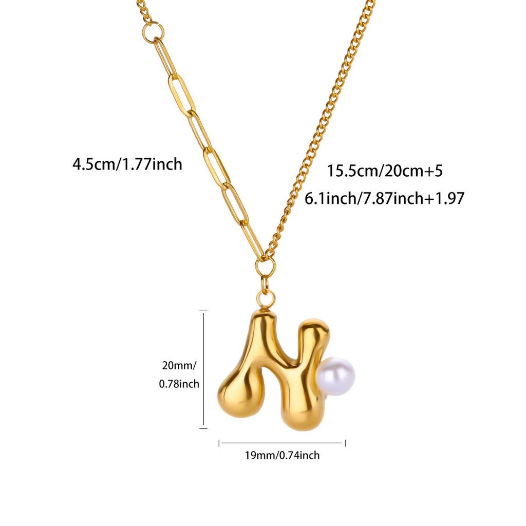 Hot-selling New English Letter Necklace Bubble Font Pendant Gold Pendant Glossy Collarbone Chain