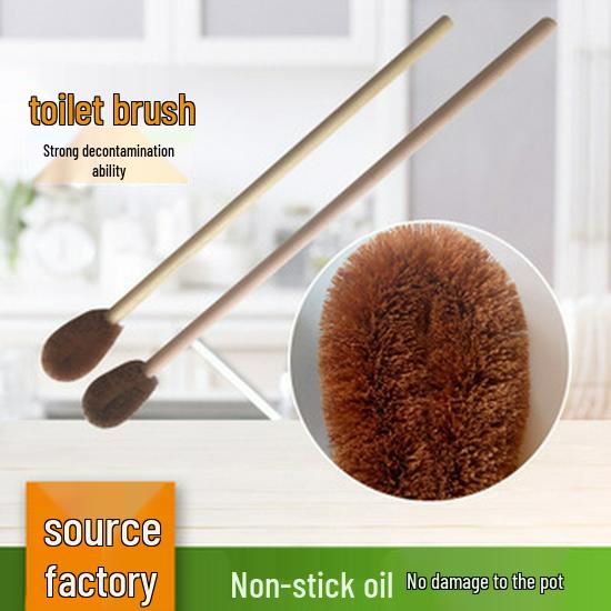 

Деревянная туалетная щетка с длинной ручкой из кокосового волокна коричневый