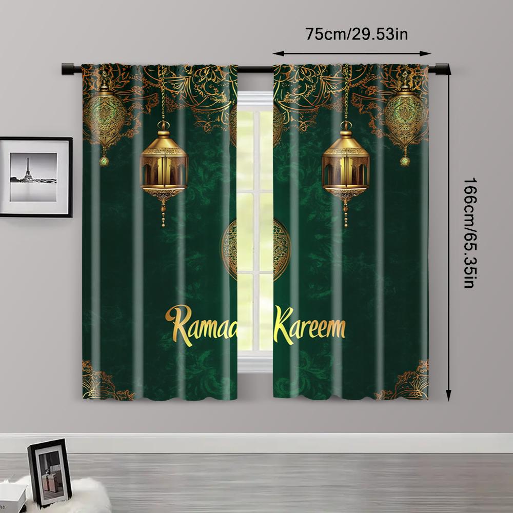 2pcs, Curtains Modern Ramadan Kareem Mandala Polyester Woven (without rod) Versatile All for Season Home Decor for Living Room &