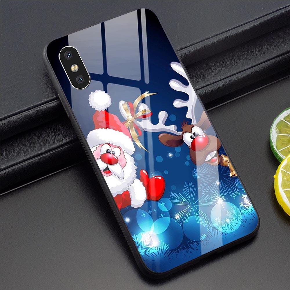 Buy Phone Case for iPhone X Christmas Xmas Tempered Glass Print ...