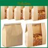 141782735in Sourdough Kraft Pcs 24 Bread Bag With Thank You Sticker Large Baking Paper Bag With Clear Window For Homemade Bread