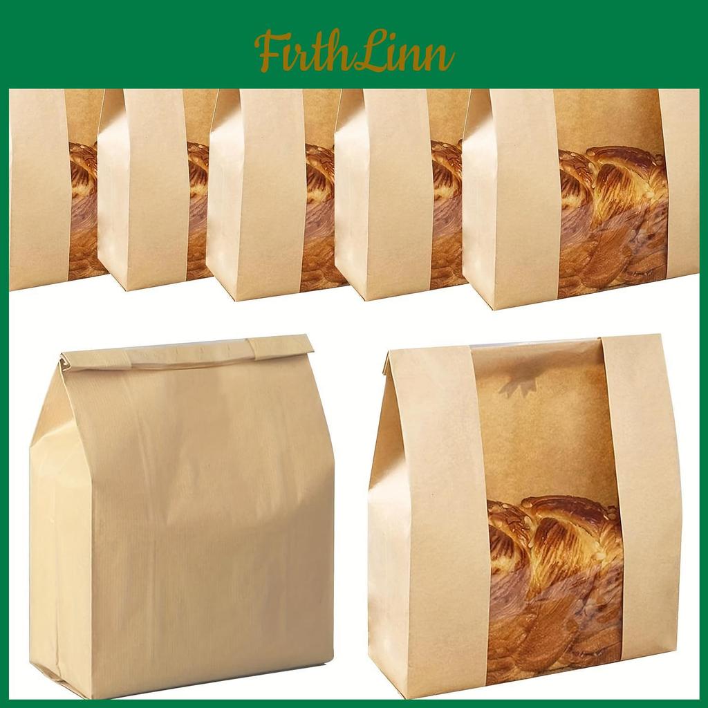 141782735in Sourdough Kraft Pcs 24 Bread Bag With Thank You Sticker Large Baking Paper Bag With Clear Window For Homemade Bread