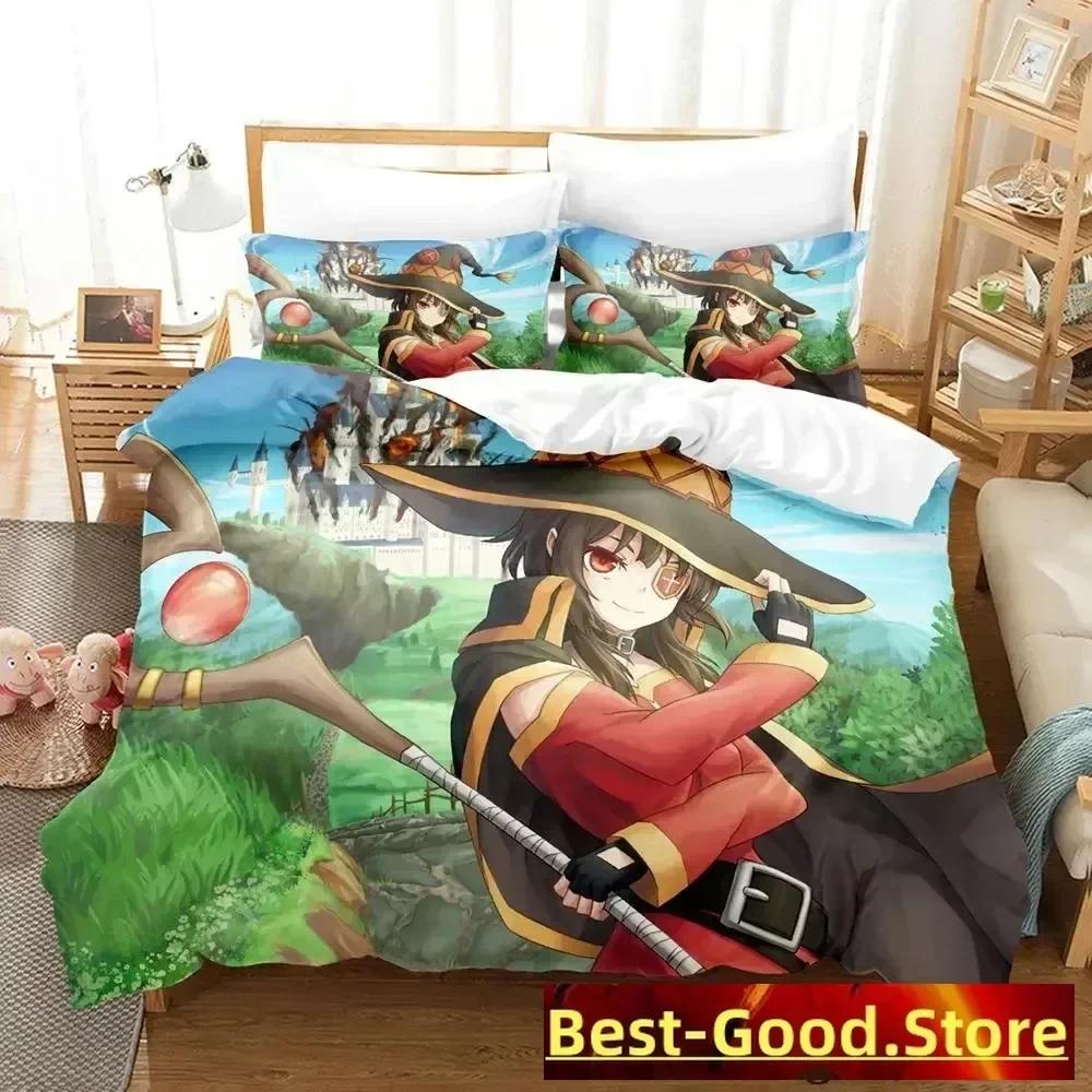 KonoSuba Bedding Set Duvet Cover Sheet Printed Bed Set Pillowcase Bed Full Queen King Size Comforter Bedroom
