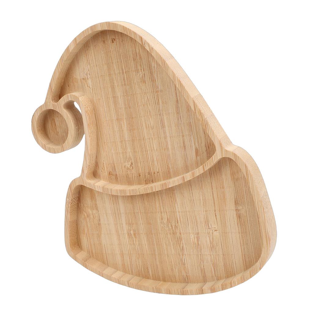 Santa Hat Serving Tray Wooden Dish Platter for Dessert Nuts Storage Holiday Decoration