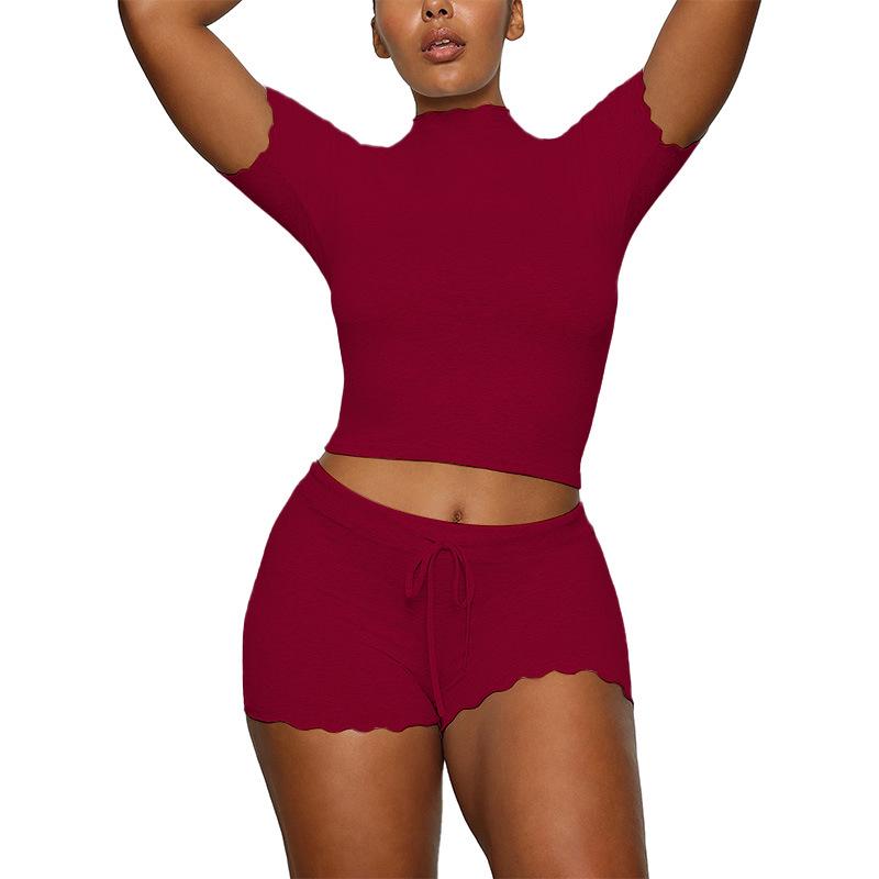 Modal! Summer 2026 Women's Slim-fit High Neck Short Sleeve T-shirt and Shorts Set
