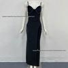 Europäisch-amerikanischer Stil Sexy Tief ausgeschnittenes Bandagen-Abendkleid mit Strasssteinen
