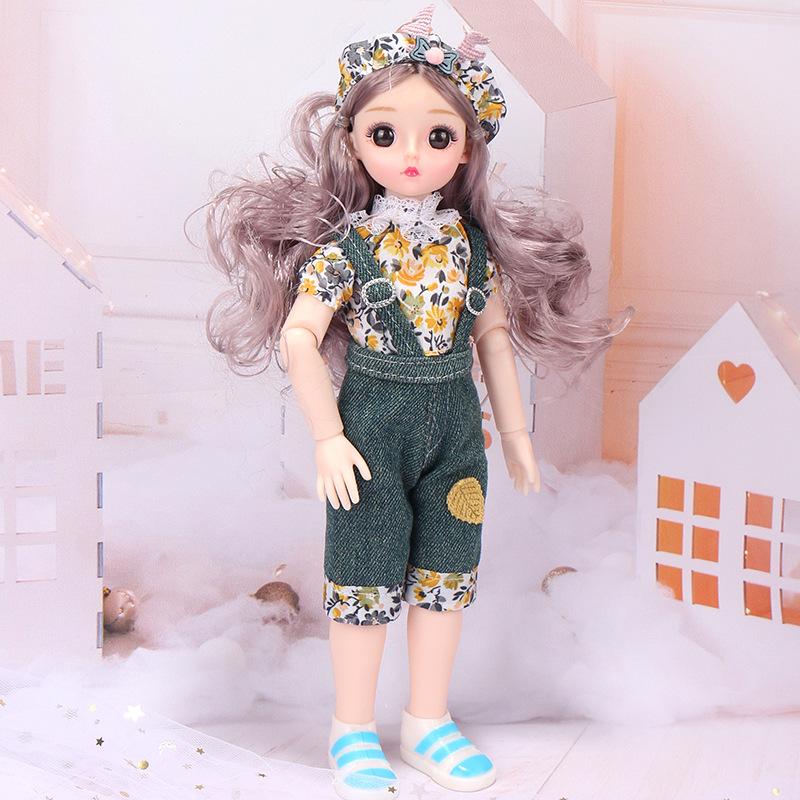 Mini muñeca articulada móvil de 30CM para niñas, juguete 3D con ojos grandes, trajes completos de princesa, colección de vestidos, regalo para niños