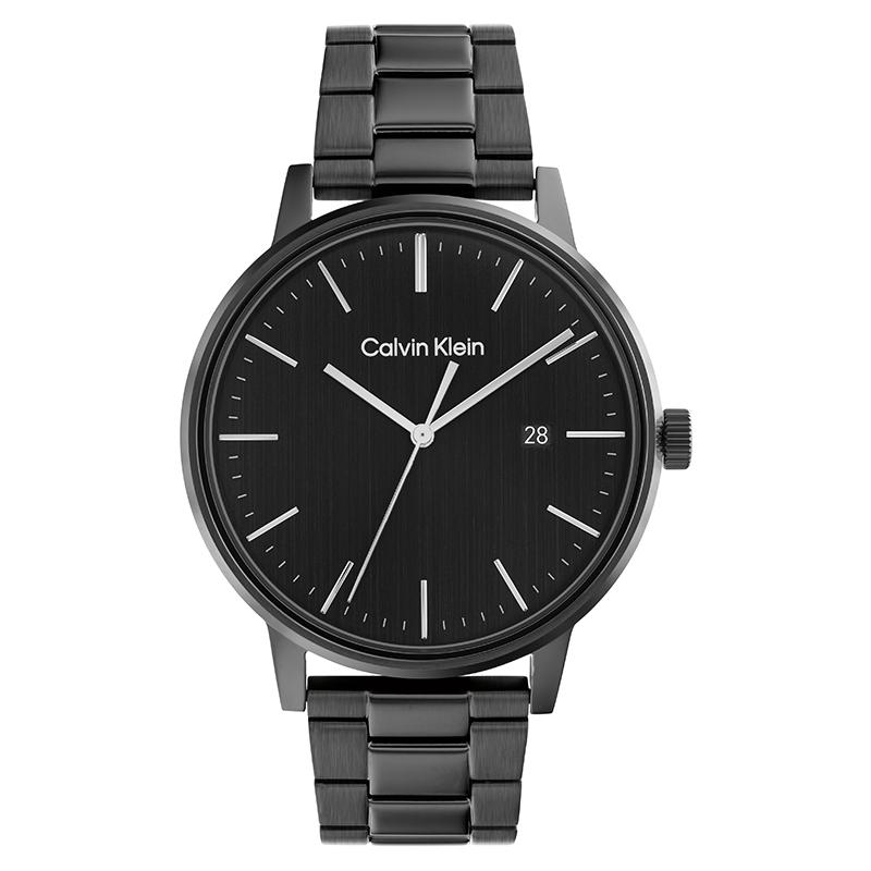 Calvin Klein Timeless Collection Watch Quartz Movement Steel Bracelet 43mm Black Dial Men watches 25200057 Black