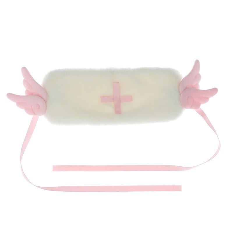 Plush angel wings ears headgear comic show props cross ribbon headgear girl lolita headband