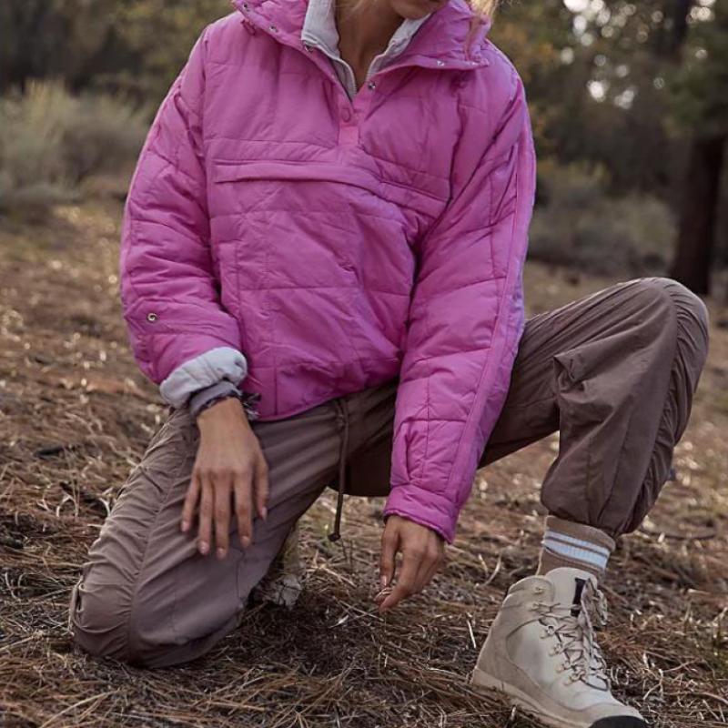 Damen Herbst und Winter Einfarbig Langarm Locker Lässig Kapuzenjacke Outdoor Sportjacke