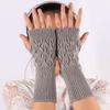 Protable Winter Autumn Warm Wool Wrist Gloves Half Mitten Exposed Finger Knitted Wool Glove