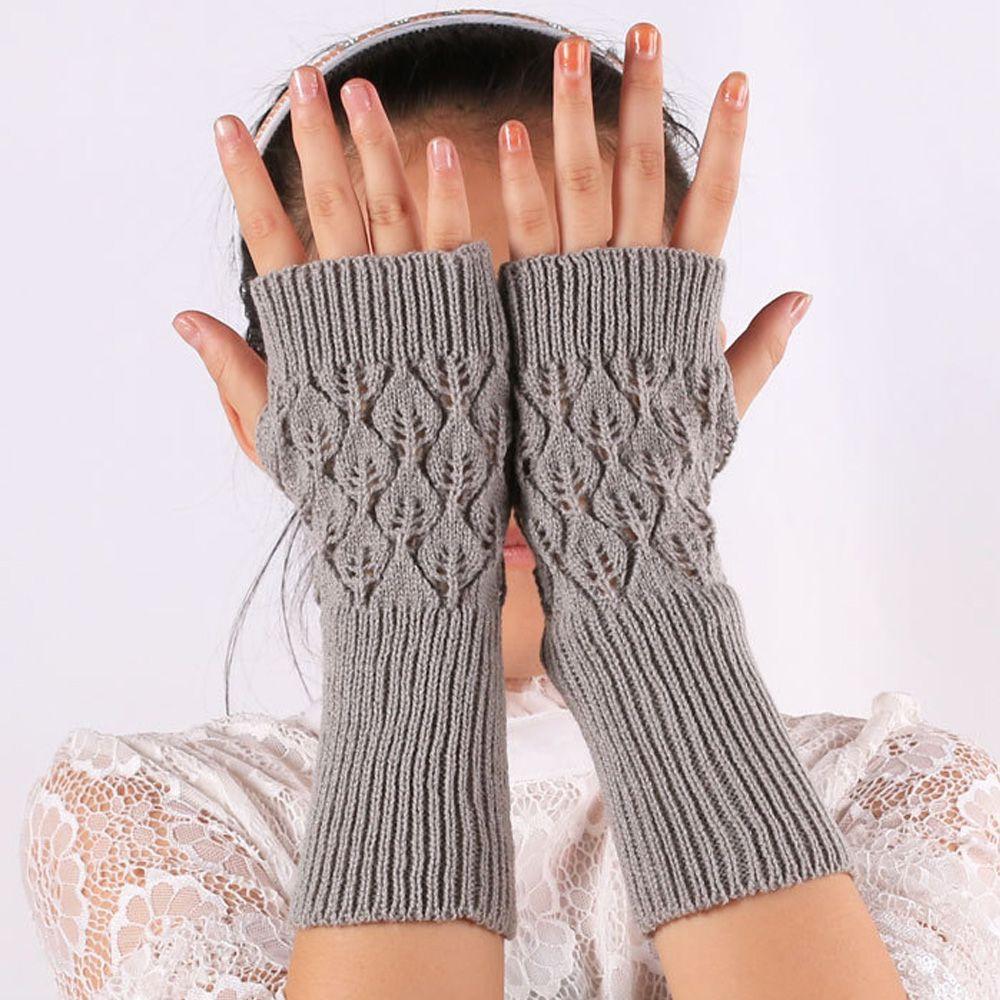 Protable Winter Autumn Warm Wool Wrist Gloves Half Mitten Exposed Finger Knitted Wool Glove