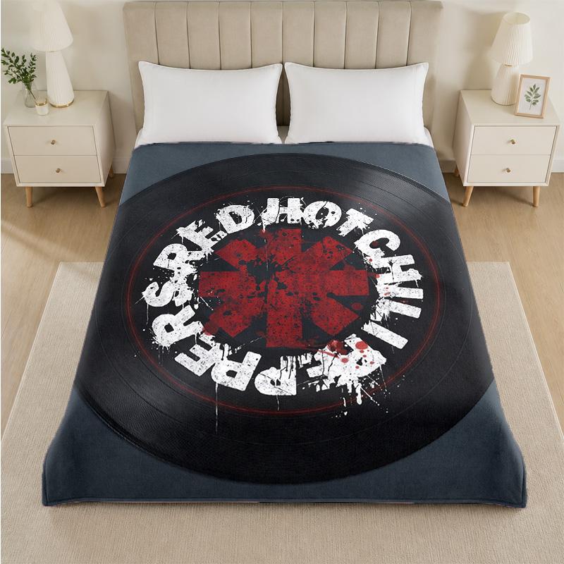 Red Hot Chili Peppers Print Flannel Blanket Cozy Lightweight Plush Throw Blanket For Bed Sofa Household Use