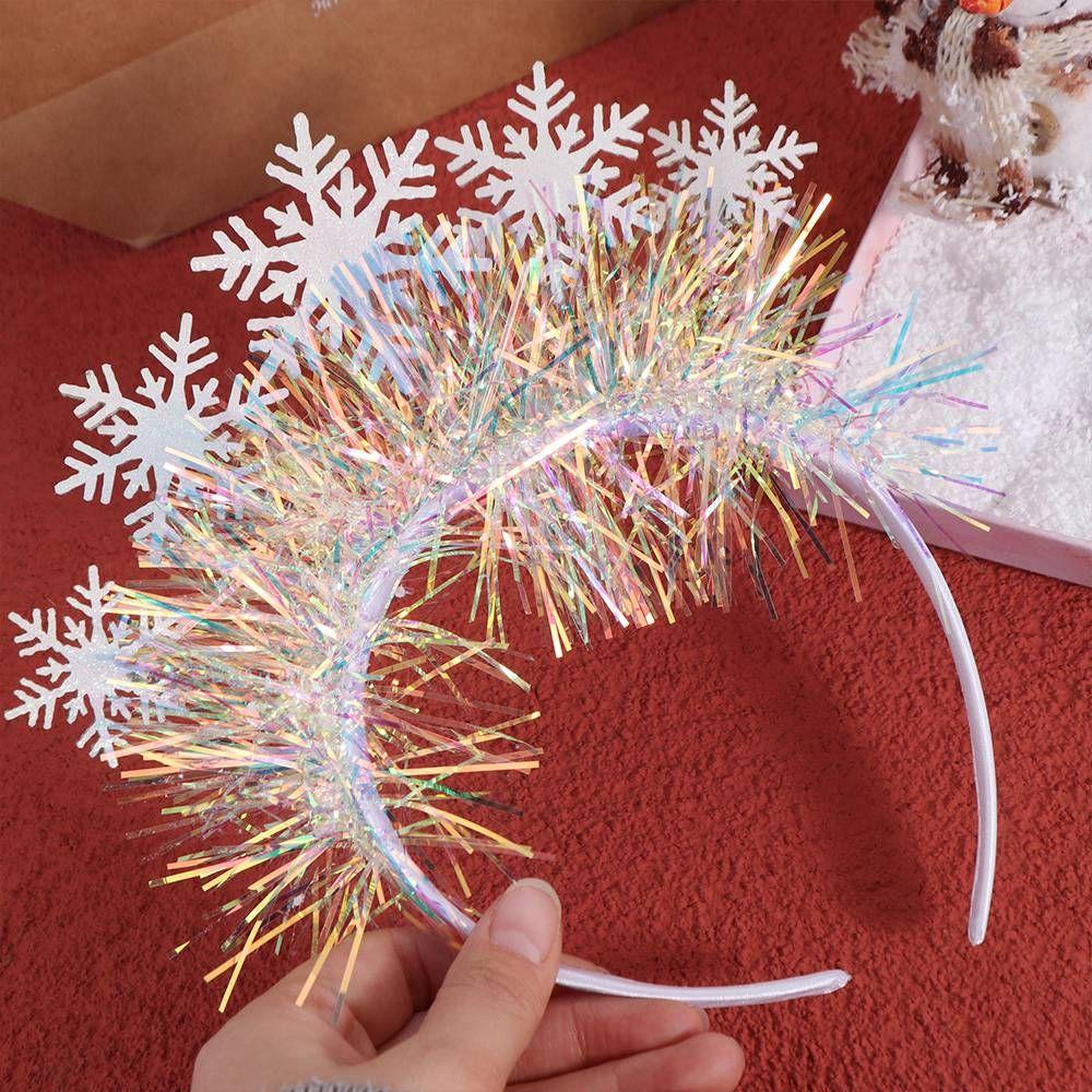 Sequin Christmas White Snowflake Headbands Plastic Non-slip Snowflake Headdress Exquisite Wear-resistant Cosplay Headbands