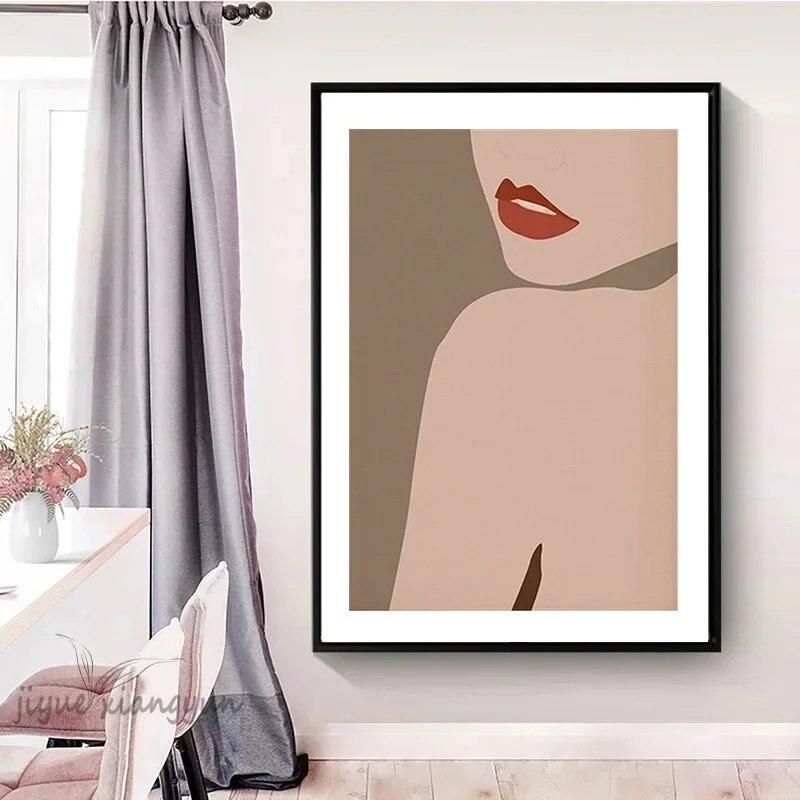 Stampa Poster Illustrazione Vita Quotidiana Donna Pesce Giaguaro Arte da Parete Pittura su Tela Soggiorno Casa Immagine Personalizzabile