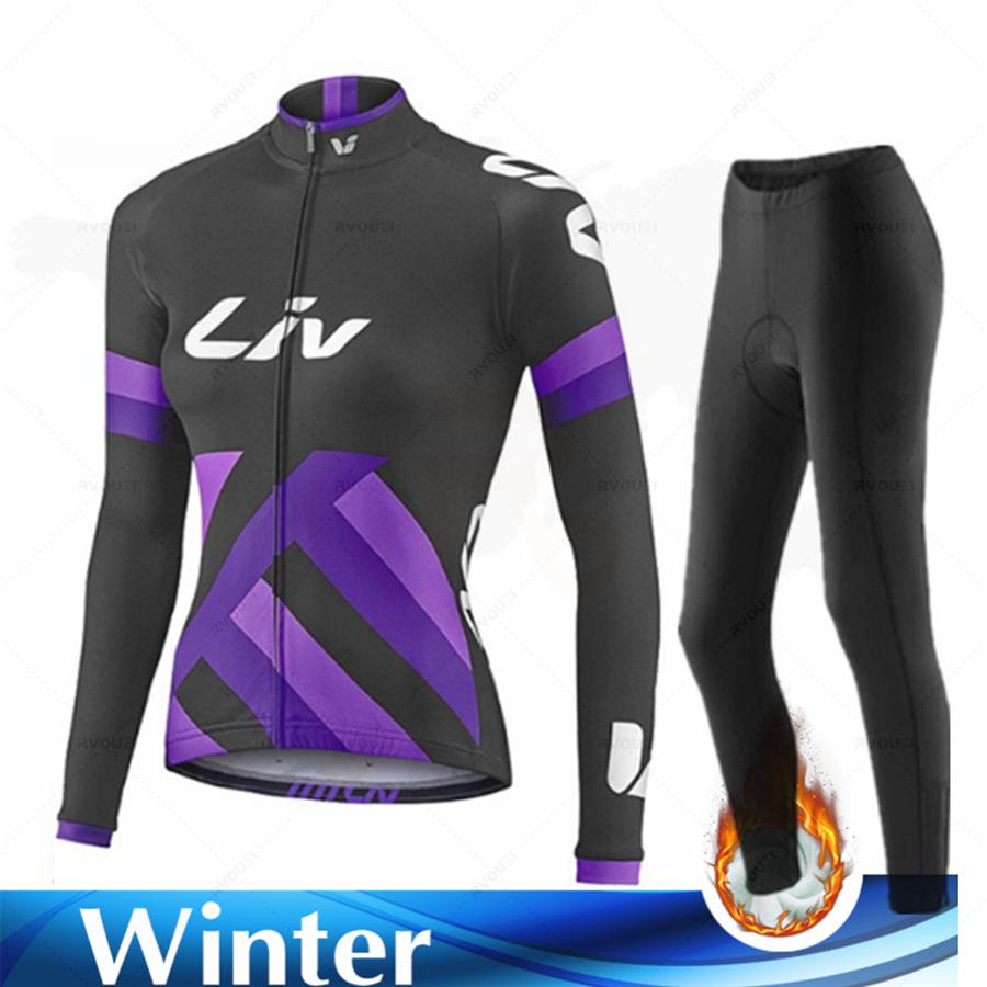 Velvet Warm Cycling Suit Set Women Fashion Long Sleeves Cycling Jersey Set Thermal Fleece Female MTB Road Bike Mallot Ciclismo Hombre
