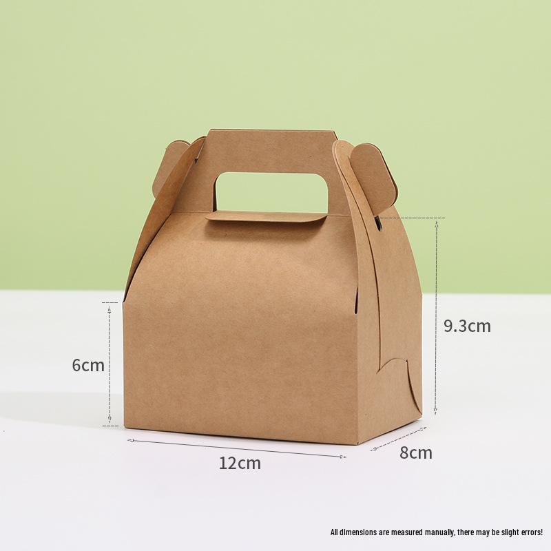 Handheld Kraft Paper Pastry Box for Desserts and Afternoon Tea