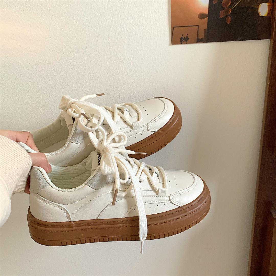

Универсальная платформа белые туфли женская обувь 2025 новая осень кеды студенческие нишевые ins трендовые повседневные спортивные туфли 40 коричневый