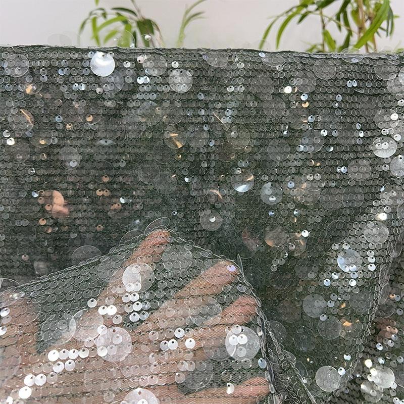 1/3yards Elastic Mesh Striped Sequin Embroidered Lace Fabric Bridal Wedding Dress Material Costume Decor Trim Shinny Material