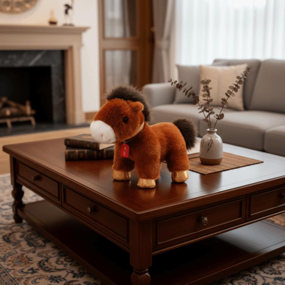 Soft Stuffed Horse Doll 25cm Zodiac Pony Figurine Good Luck Horse Plush Doll Home