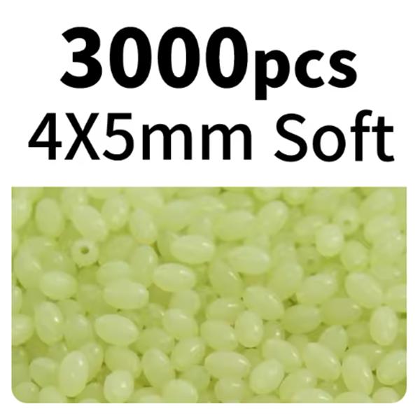1000/3000PCS Wholesale Red Green Oval Soft Rubber Luminous Fishing Beads Glowing Sink Beads For Fishing Rigs Fishing Lure Tackle