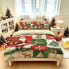 Duvet Cover Set 3PCS Santa Claus Reindeer Christmas Tree Snowflake Plaid Bedding Set Soft Fabric Home Decor for Bedroom