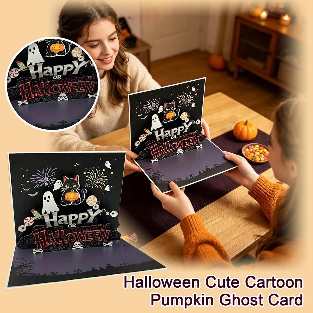 Halloween Greeting Cards with Cute Pumpkin and Design for Holiday Wishes
