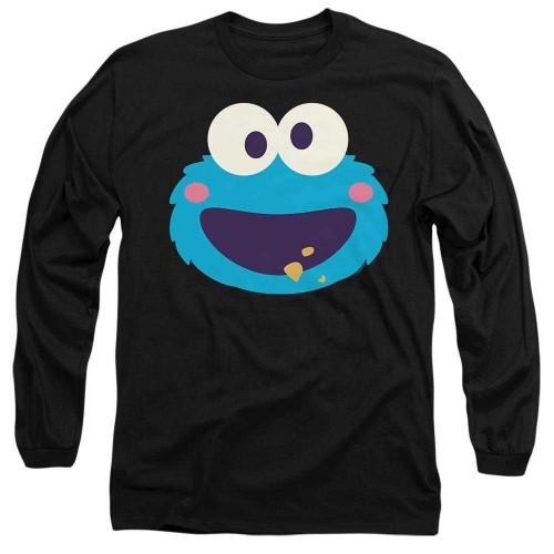 Sesame Street Unisex Adult Cookie Monster Kawaii Face Long-Sleeved T-Shirt