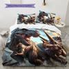 Dinosaur Bedding Set, T-Rex Triceratops Jurassic Print Duvet Cover Set, 3Pcs Bed Set with 2 Pillowcases for Bedroom Decor, No Comforter