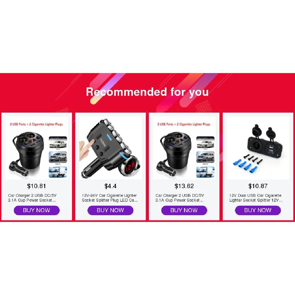 Dual USB Port 3 Way Auto Car Cigarette Lighter Socket Splitter Charger Plug Adapter DC 5V 1A+2.1A for All Phone PC Ipad