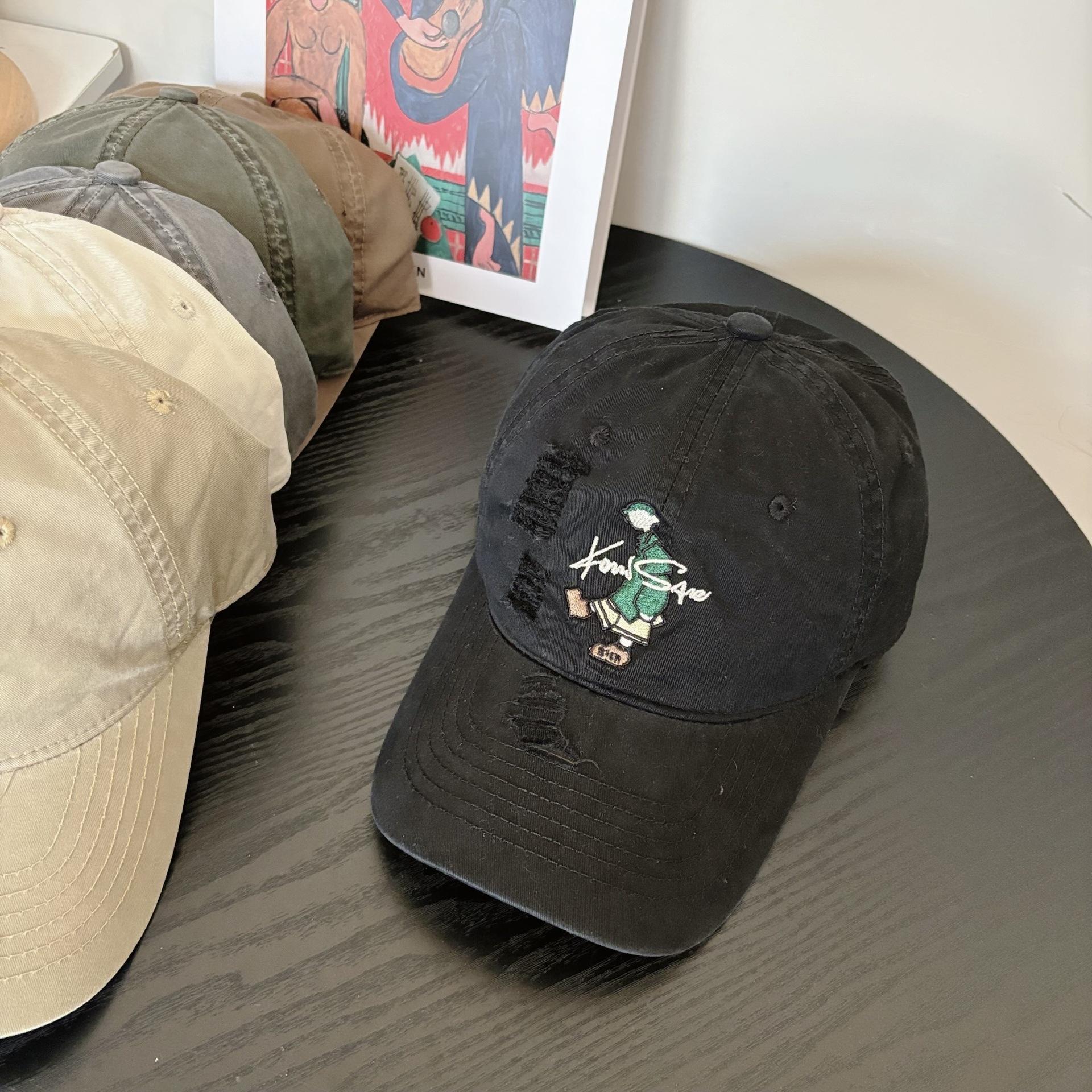 

Американская ретро бейсболка женская 2025 новый модный бренд универсальная кепка мужская парная солнцезащитная козырек шляпа M（56-58cm） чёрный