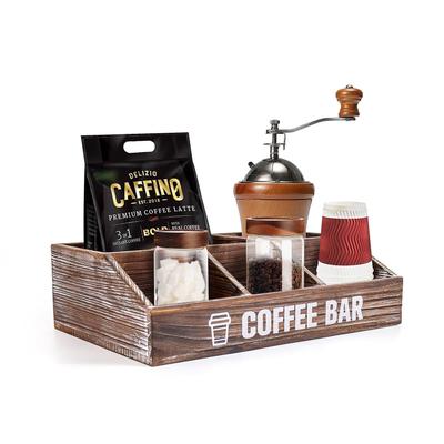 Caja de Almacenamiento de Condimentos de Café de Madera Marrón Oscuro, Estante para Bolsitas de Té, Contador de Almacenamiento de Cápsulas de Café, Decoración de Accesorios para Barra de Café