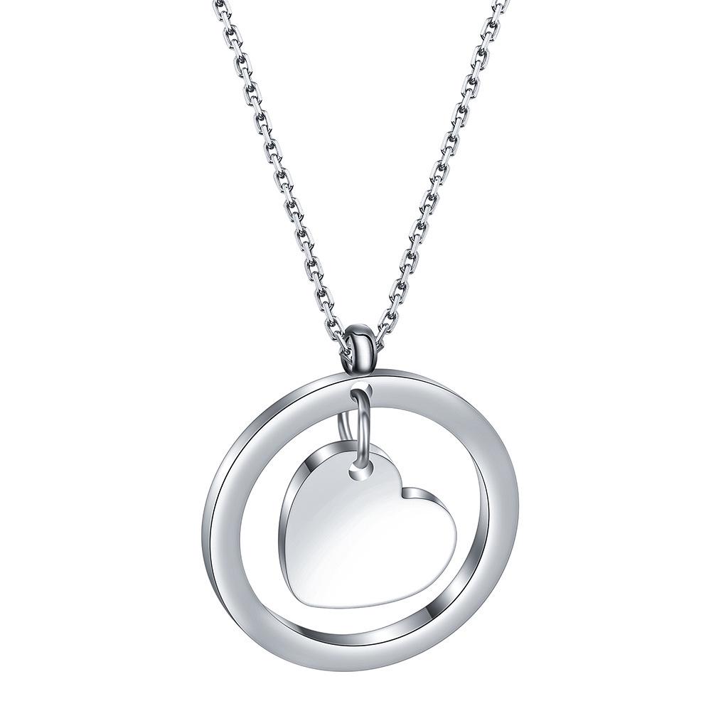Stainless Steel Heart Necklace with 26 Letters & Customizable Laser Engraving