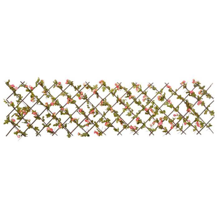 Treillis de lierre artificiel - vidaXL - Rose foncé - 180x60 cm - Extensible - PVC et Bois