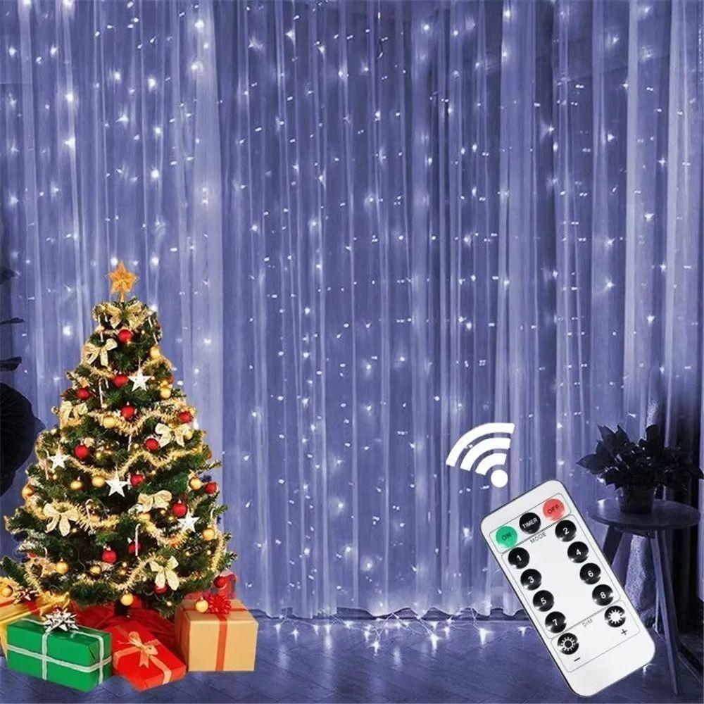 Waterproof Window Curtain String Lights Multicolor Holiday String Lights Party Decoration