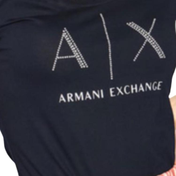 Armani Exchange SS21 Letter Logo Print T-Shirt Women tops Navy 8NYT83-YJ16Z-1510