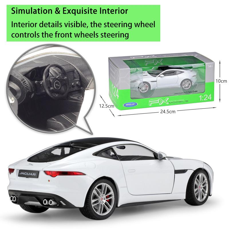 Welly Jaguar F-Type Coupé im Maßstab 1:24, Legierungsautomodell, Druckguss, Metallspielzeug, Fahrzeuge, Automodell, hohe Simulationskollektion, Geschenke für Kinder